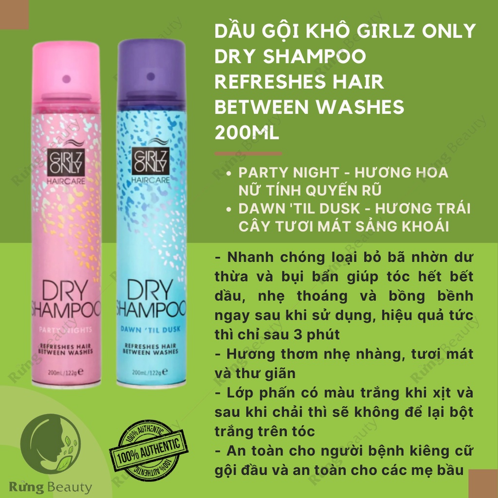 Dầu gội khô tạm biệt tóc bết dính Girlz only