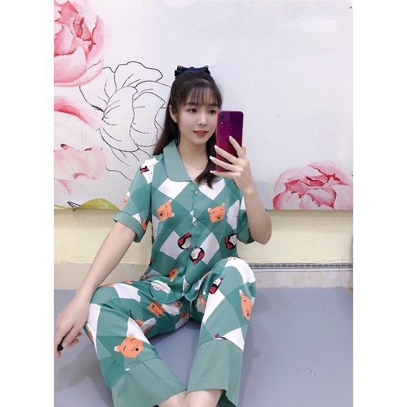 (Nhiều Mẫu Mới) Bộ Đồ Pijama Lụa Tay Cộc💋Bộ Ngủ Lụa Tiểu Thư Tay Cộc Quần Dài Mát Mịn Không Nhăn(Ảnh Thật+Video) | BigBuy360 - bigbuy360.vn