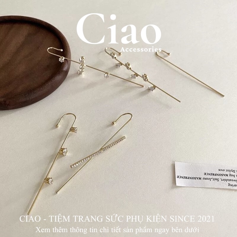 [HOẢ TỐC 1H] Khuyên tai/ Bông tai dáng dài mạ bạc S925 thiết kế mã 21 Ciao accessories