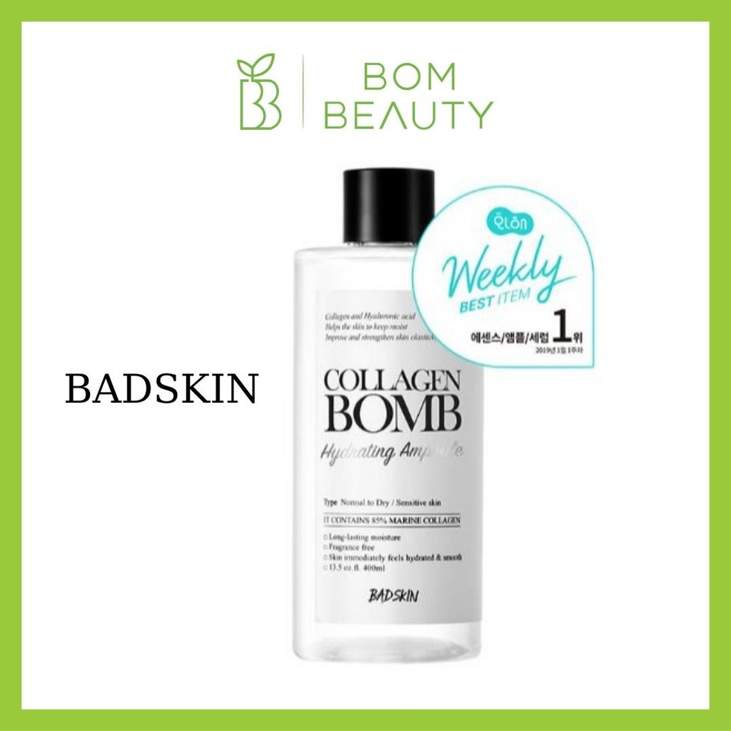 Nước hoa hồng toner cấp Ẩm Collagen Bomb Hydrating Ampoule 400ml BadSkin