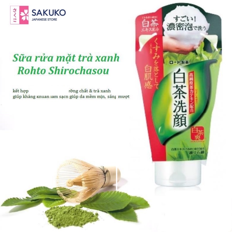 Sữa Rửa Mặt Trà Xanh Ngăn Ngừa Mụn Dạng Kem Nội Địa Nhật Bản 120g - SAKUKO