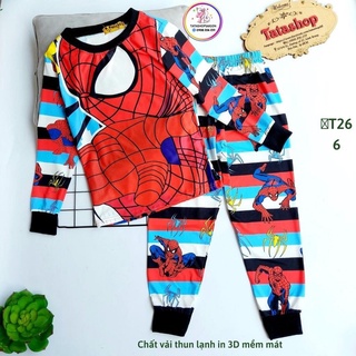 T266 Bộ dài tay mặc ngủ cho bé trai size đại thun lạnh in 3d mềm mát 21 đến 38kg - squid game