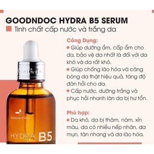 SERUM GOODNDOC HYDRA B5 SERUM DƯỠNG ẨM TRẮNG DA 30ml