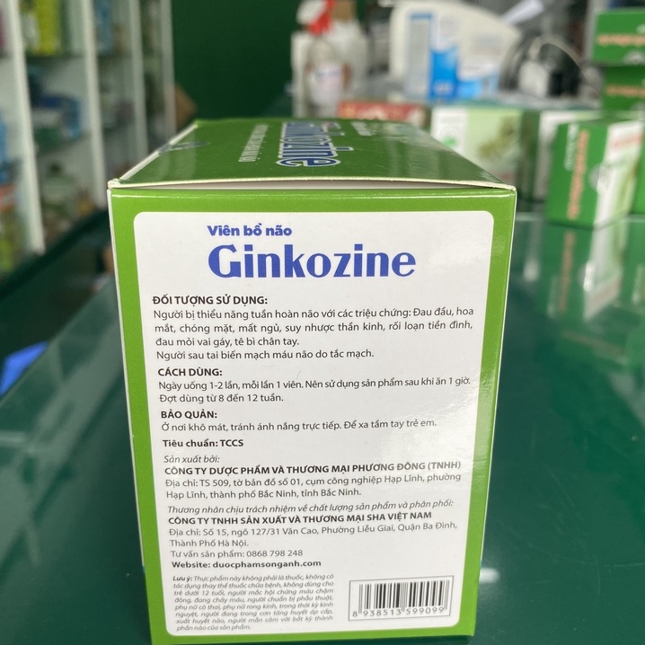 Viên Bổ Não Ginkozine -Giúp hoạt huyết, tăng cường tuần hoàn máu não giảm đau đầu, hoa mắt, chóng mặt, đau nửa đầu