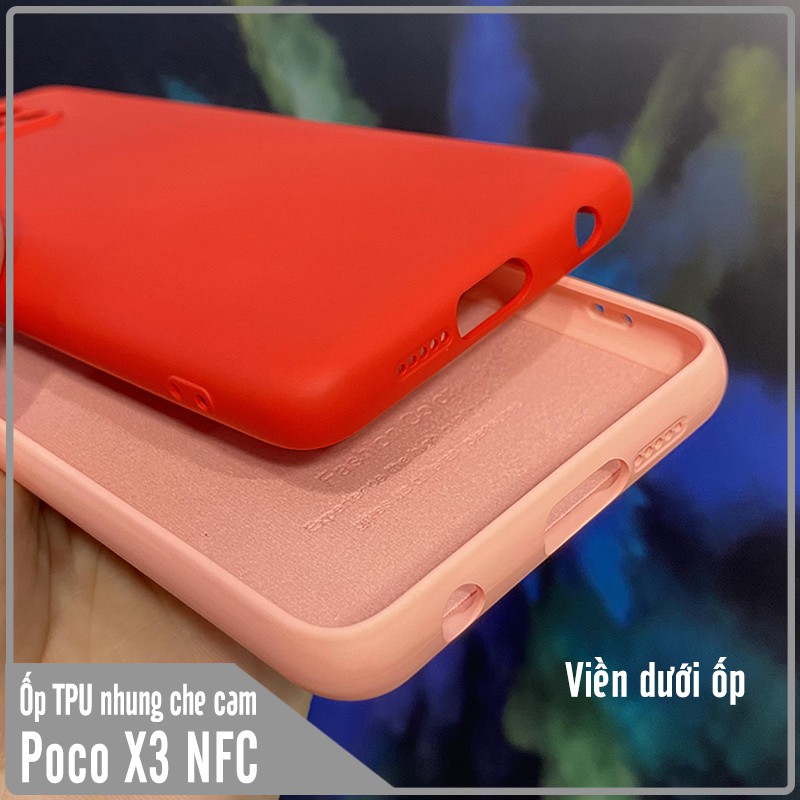 Ốp lưng cho Xiaomi Poco X3 NFC, nhựa TPU dẻo màu lót nhung che camera