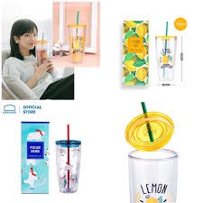 Ly Nhựa Có Ống Hút Lock&Lock HAP507 YEL 750ml 2 lớp, cách nhiệt