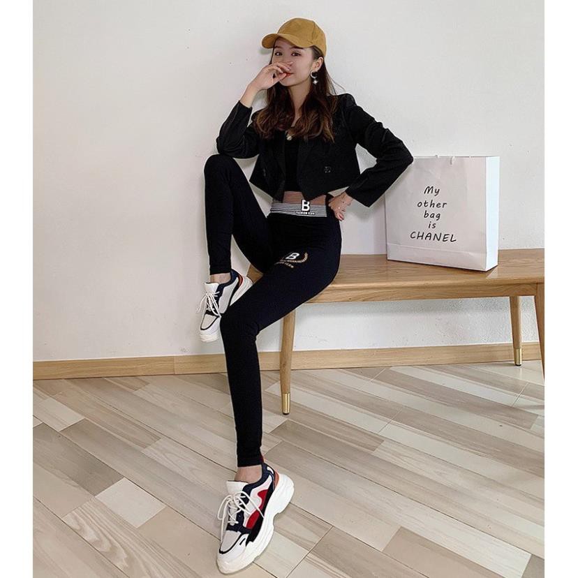 Quần legging nữ lưng cao dáng thể thao tập gym yoga co giãn 4 chiều phong cách khỏe khoắn trẻ trung năng động QD06