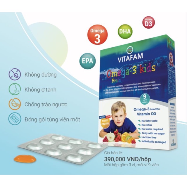 Kẹo dẻo Vitamin D3, DHA, Omega3 Kids