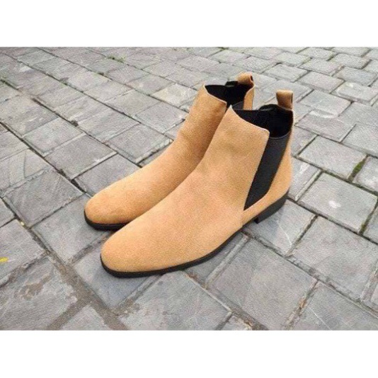Chelsea boots da lộn màu nâu đế tăng chiều cao 3.5cm | BigBuy360 - bigbuy360.vn