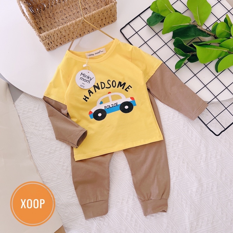 SALE !!! BỘ DÀI COTTON PHỐI TAY HOẠ TIẾT GÀ HÀNG MINKY CHO BÉ (SP001988) SHOP PHÚC YẾN