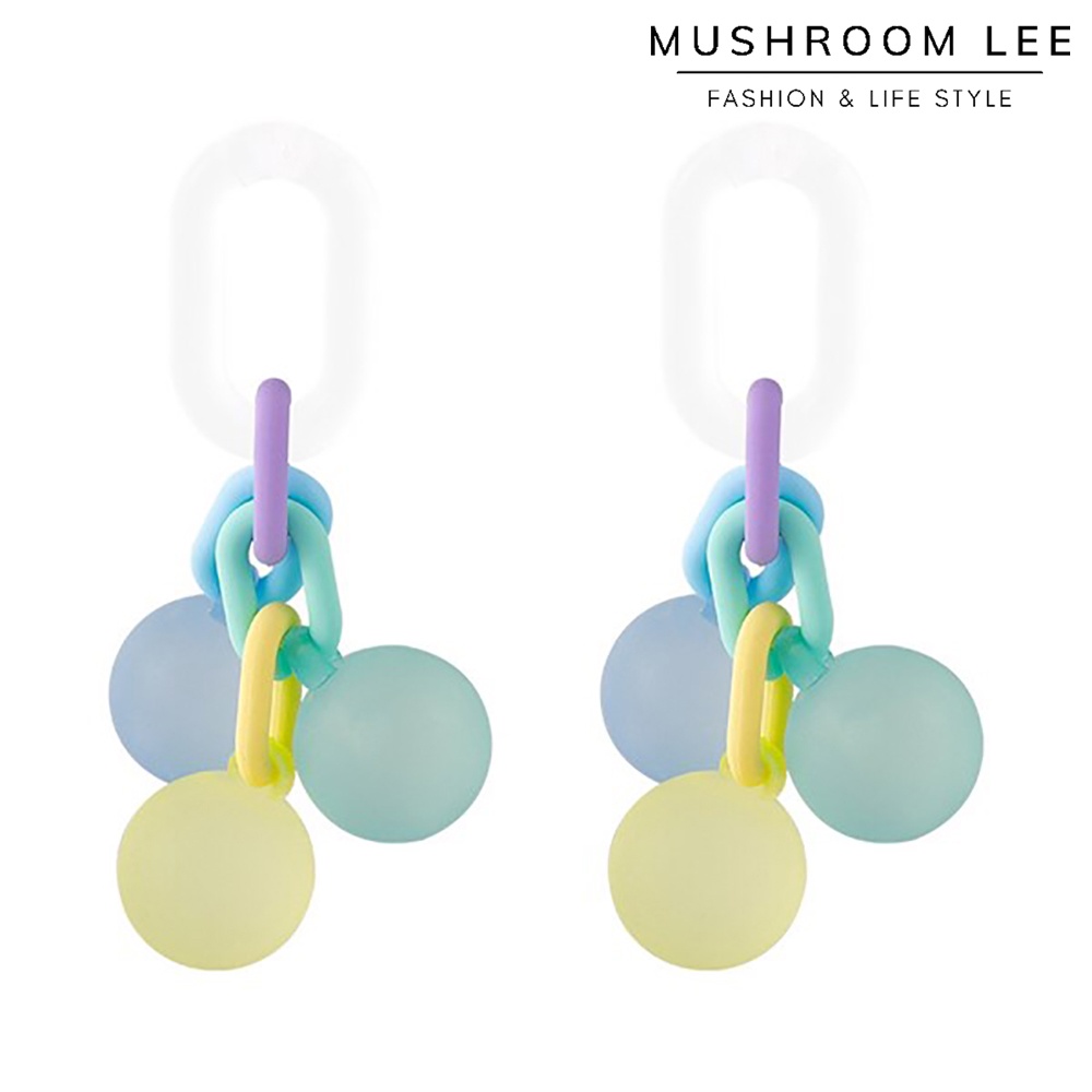 Bông Tai Mushroom Lee - Dây Xích Arcylic Bi Nhiều Màu