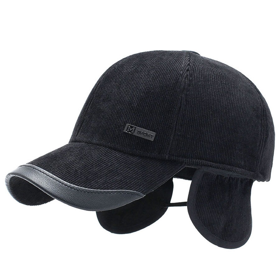 Mũ lưỡi trai mùa đông viền da M Sport có che tai – vải nhung tăm cao cấp