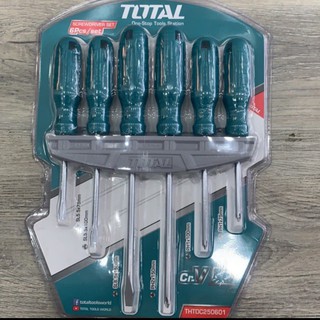 Bộ tua vít dẹp và bake 6 chi tiết total thtdc250601 bộ tuốc nơ vít total
