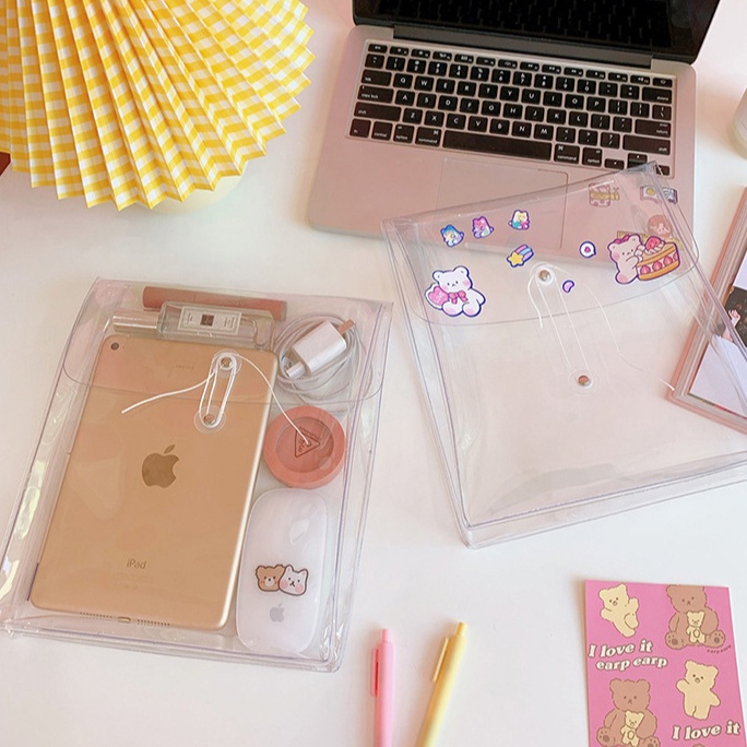 Túi lưu trữ PVC quanh co trong suốt túi lưu trữ dữ liệu văn phòng phẩm