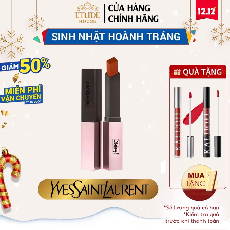 Son môi lì YSL The Slim Glow Matte Lipstick. đầy đủ túi hộp hãng full đủ các loại màu cho chị em