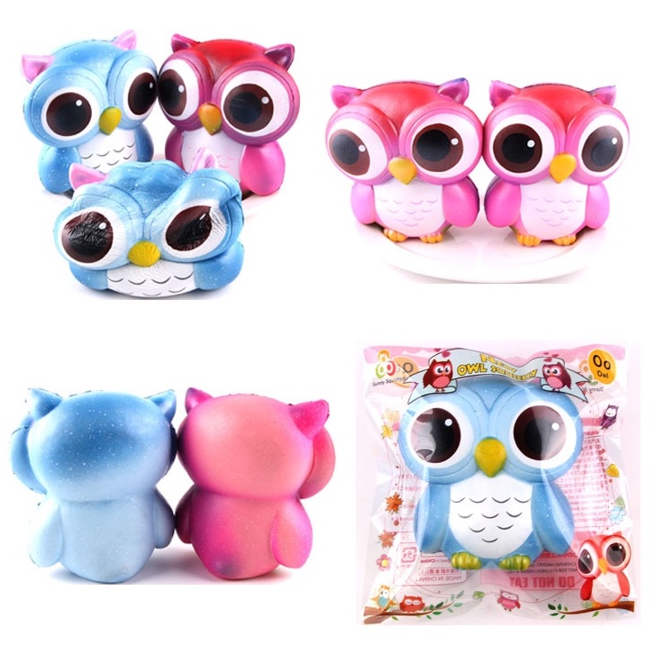 Squishy Lớn JUMBO Hình CON CÚ MÈO màu xanh Đồ Chơi Xốp Giảm Stress Hình mềm mịn dễ Thương đàn hồi Cho Bé