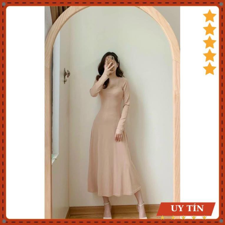 Đầm cổ vuông thun dài tay Eva_home_fashion | BigBuy360 - bigbuy360.vn