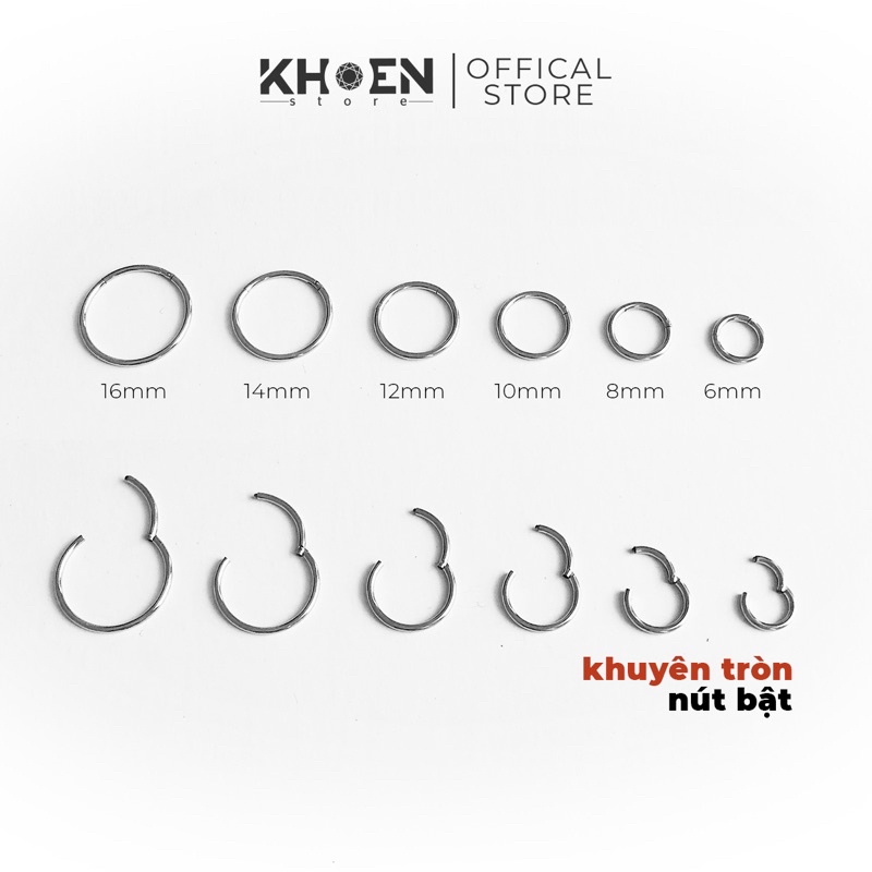 (1 Chiếc) Khuyên tai Tròn nút bật  Slim hoop earring - Khoen Store