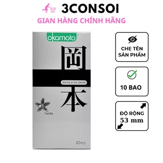 Bao cao su Okamoto hương vanilla, bao cao su siêu mỏng, bcs cao cấp, hộp 10 bcs