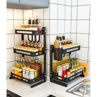 Kệ Đựng Gia Vị INOX Sơn Tĩnh Điện Chống Rỉ Cao Cấp 2, 3 Tầng - Kệ hũ gia vị inox