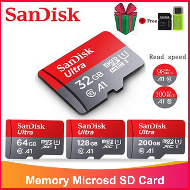 Thẻ nhớ Micro SD Sandisk Class10 UHS-1 TF/SD 256GB 128GB 64GB 32GB 16GB