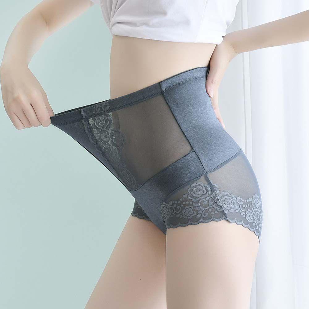 Quần Lót Mềm Eo Cao Co Giãn Thêu Hoa Kiểu Hàn Quốc Gợi Cảm Thoáng Khí Cho Nữ