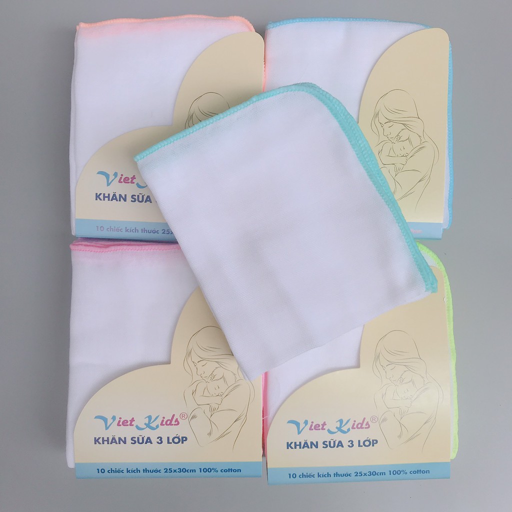 Khăn sữa, khăn tắm cho bé  Viet Kids - vải xô gạc nhật cotton mềm 3 lớp và 4 lớp  cao cấp