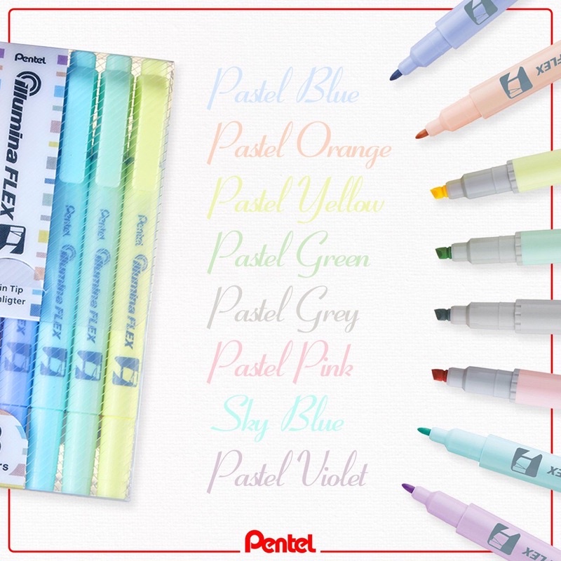 Pentel Pastel Highlighter | Bút dạ quang 2 đầu Pentel màu pastel SLW11P