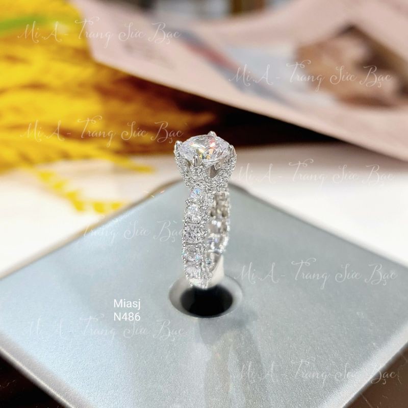 Nhẫn nữ Bạc Ý S925 đá CZ cao cấp Miễn phí xi Kim N486 | Mi.A Trang sức Bạc