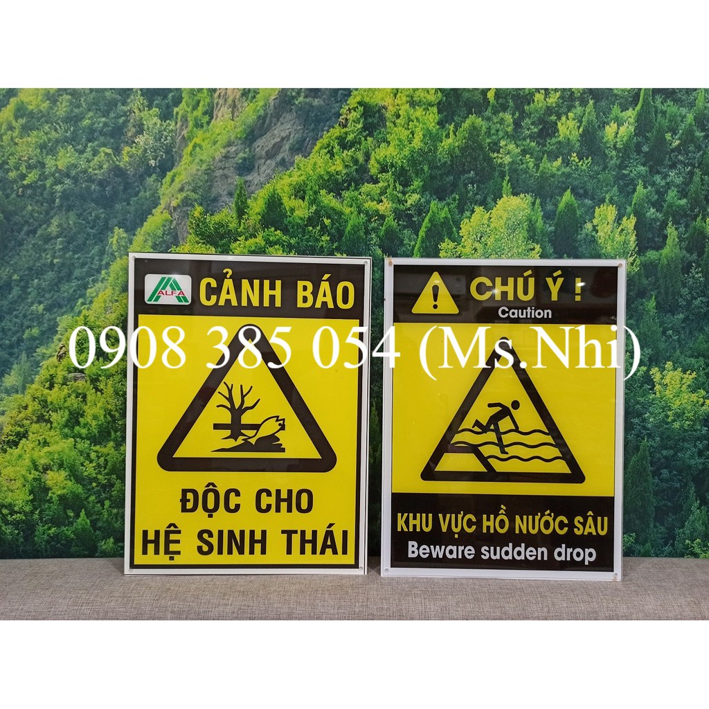 Biển cảnh báo khu vực hồ nước sâu nguy hiểm- KT 30x40- Hình thật