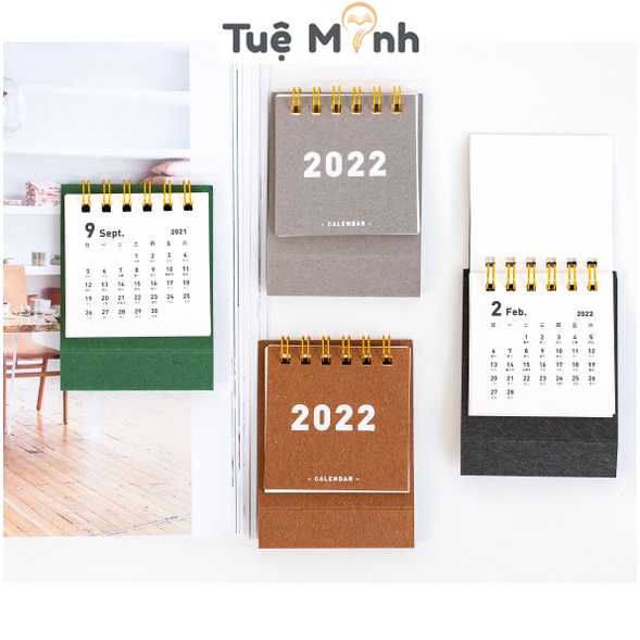 Lịch 2022 mini để bàn thiết kế basic xinh xắn S05 nhiều màu