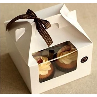 Hộp cupcake 4 ô - quai xách (trắng)