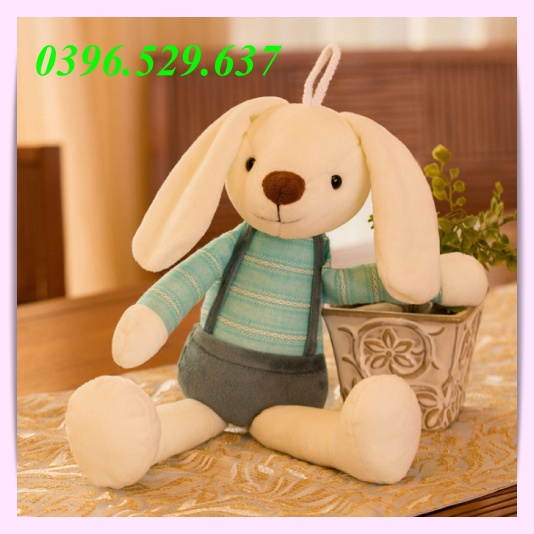 Gấu Bông Thỏ Chân Dài Mặc Yếm Đáng Yêu Quà Tặng Ý Nghĩa Cho Người Thân Bạn Bè - V19