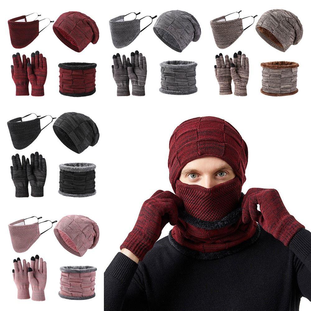 EBINLANDS Mũ Len Beanie Kiêm Khăn Choàng Cổ Dày Giữ Ấm Mùa Đông