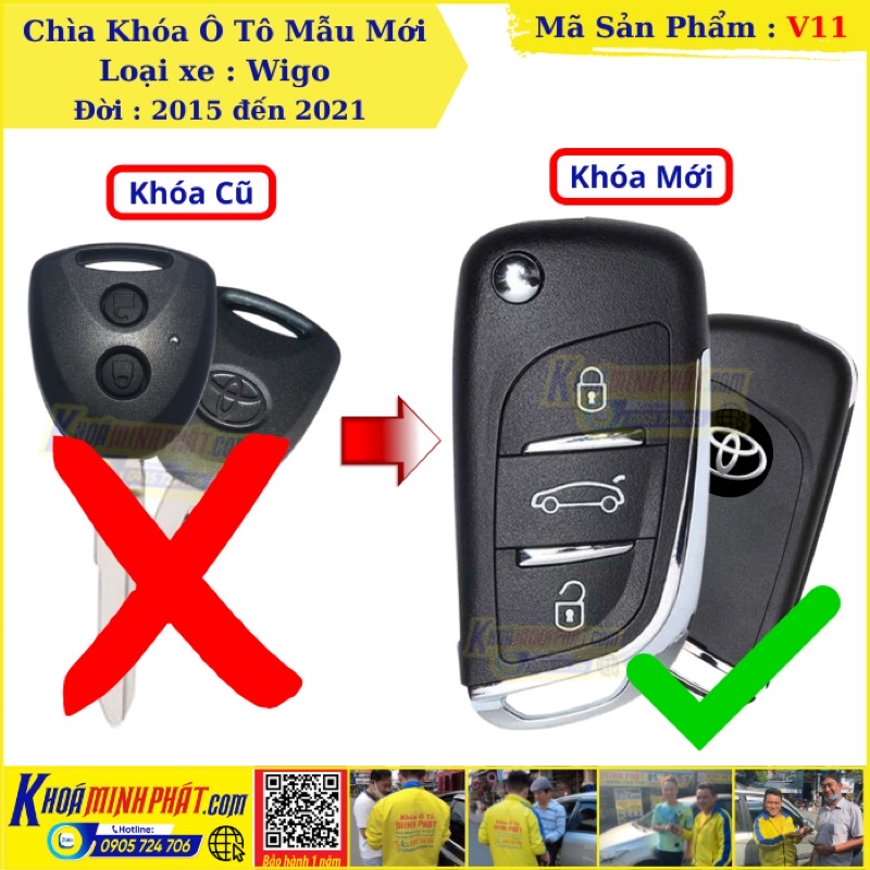 Độ Chìa khóa gập xe Toyota Wigo mẫu V11