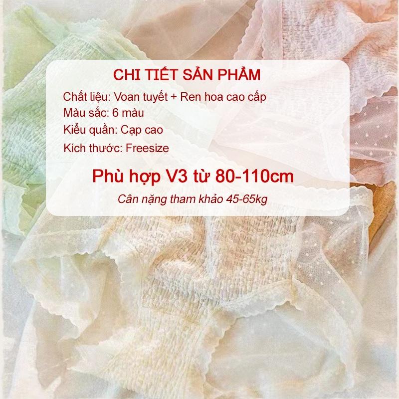 Quần lót nữ cạp cao , quần chip nữ lưng cao voan tuyết phối ren hoa siêu đẹp