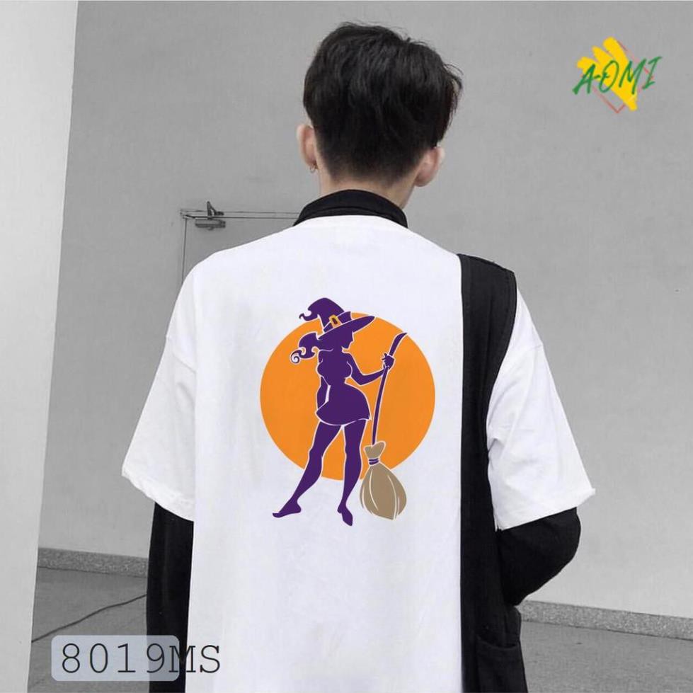 [HOT]  ÁO THUN TAY LỠ IN HÌNH PHÙ THỦY HALLOWEEN CHỔI BAY PHONG CÁCH HÀN QUỐC FREE SIZE  AOMI THỜI TRANG HOT TREND