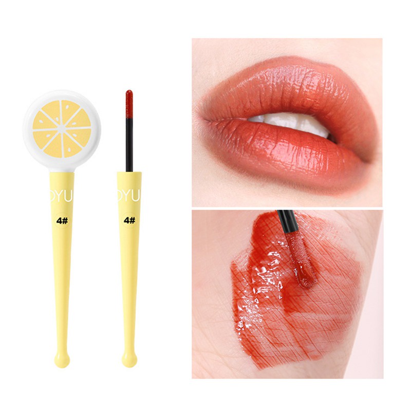 Son Môi Dạng Lỏng 4 Màu Lâu Trôi Chống Thấm Nước Thiết Kế Hình Cây Kẹo Mút Dễ Thương