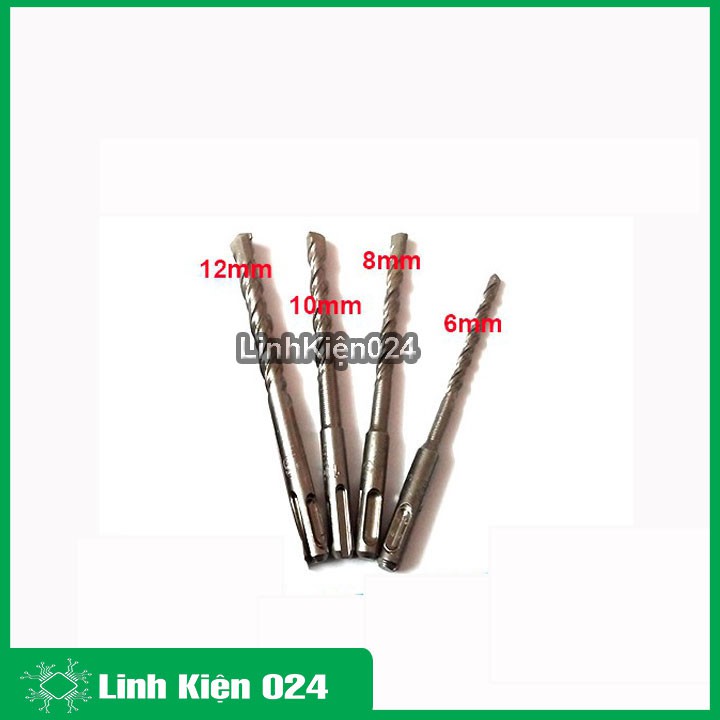 Bộ 4 mũi khoan bê tông đuôi gài BOSCH đường kính 6,8,10,12mm Loại Dài 16Cm Chất Lượng Cao