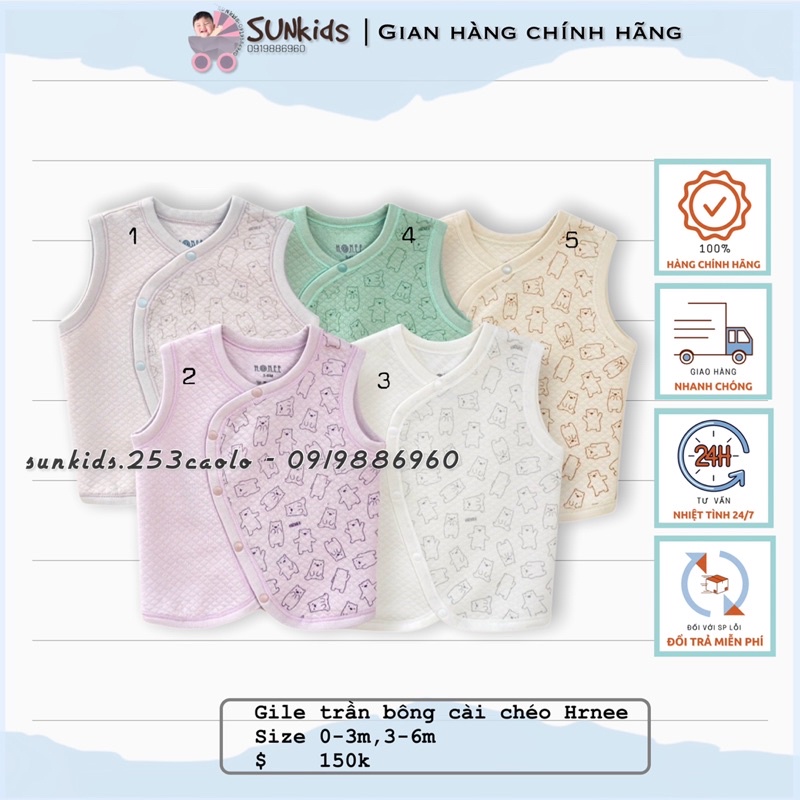 Sơ sinh Gile trần bông cài chéo Hrnee 2021
