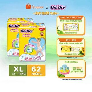 Combo 2 tã quần Unidry siêu khô thoáng gói Super Jumbo M74/L68/XL62/XXL56