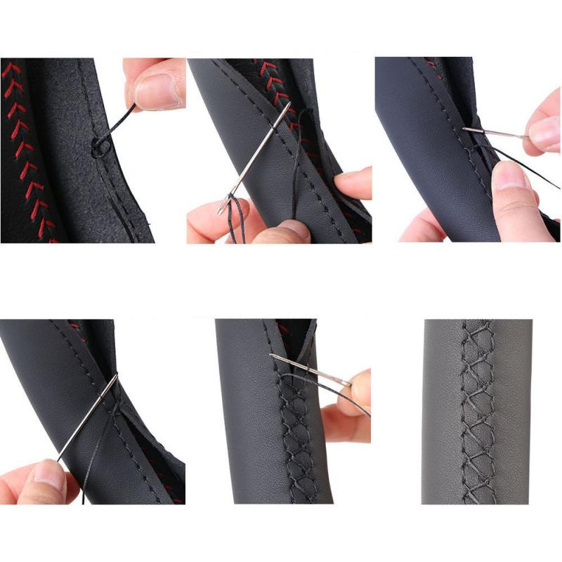 Vỏ Bọc Vô Lăng Xe Hơi Bằng Da Bò + Vải Vi Sợi Chống Trượt 38CM DIY