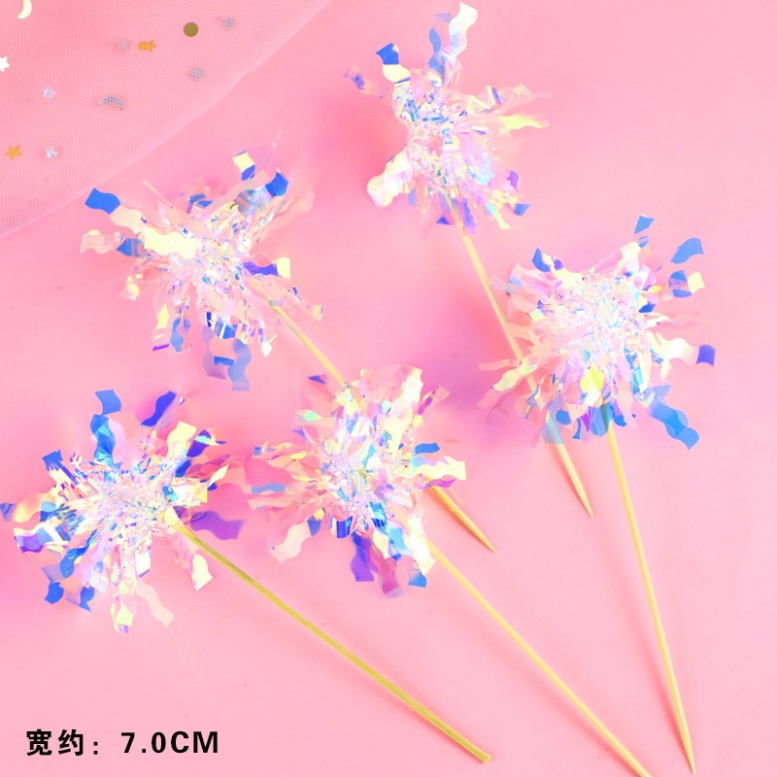 thẻ cắm trang trí bánh kem [FREESHIP❤️] sét 5 thẻ cắm tua rua óng ánh