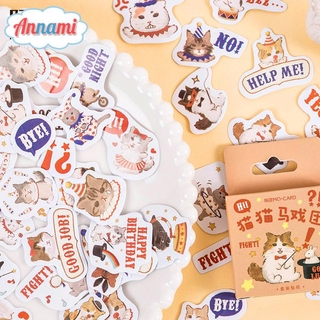 Bộ 45 Sticker Trang Trí Ốp Lưng Điện Thoại In Hình Mèo May Mắn