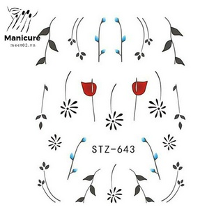 Transfer Watermark Nail Stickers 3D Flower Nail Art Stickers Decoration