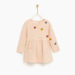 Váy len bé gái quả bông Zara xuất