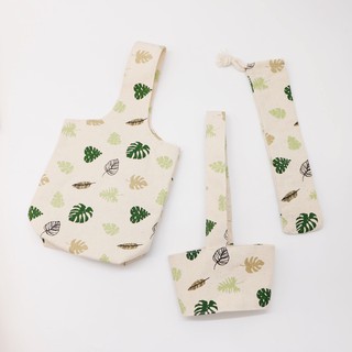 Combo Quai vải, Quai bình, Túi đựng ống hút hình Trầu Bà  - A little bit