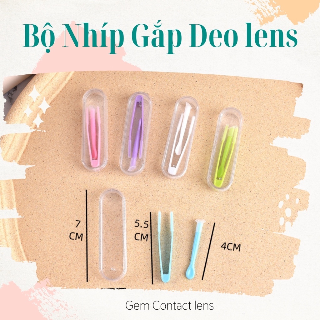 Bộ Dụng Cụ Nhíp Gắp Đeo Lens Silicon Vệ Sinh Tiện Lợi Nhỏ Gọn Dùng Cho Kính Áp Tròng Một Ngày, Gắp Mặt Nạ, Kẹp Mi Giả