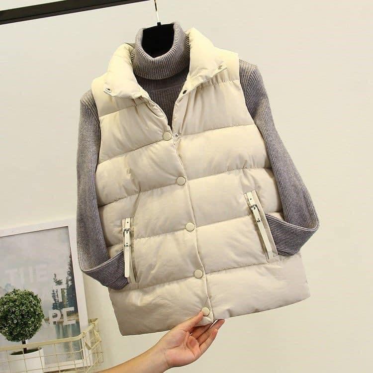 [ÁO PHAO GILE ] Áo Phao Nữ, Áo Khoác Túi Phối Da Kiểu Dáng Hàn Quốc_Năng Động Trẻ Trung | BigBuy360 - bigbuy360.vn