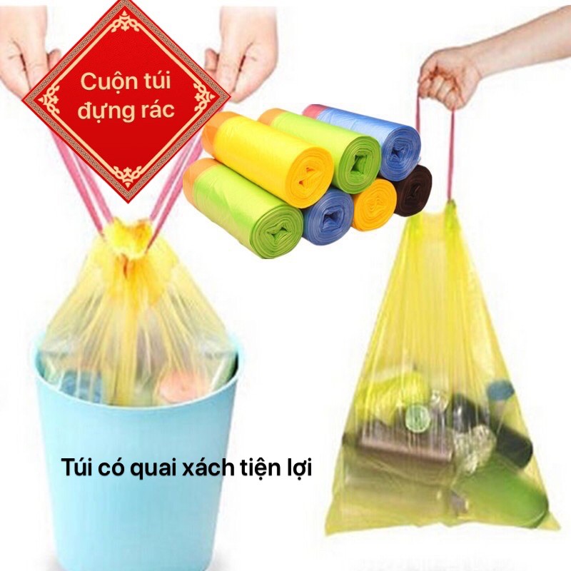 Cuộn túi đựng rác có quai xách tiện lợi kích thước 45x50cm